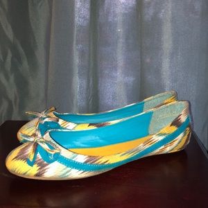 Blue and yellow flats